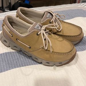 Columbia / PFG boat shoes, tan, size 9